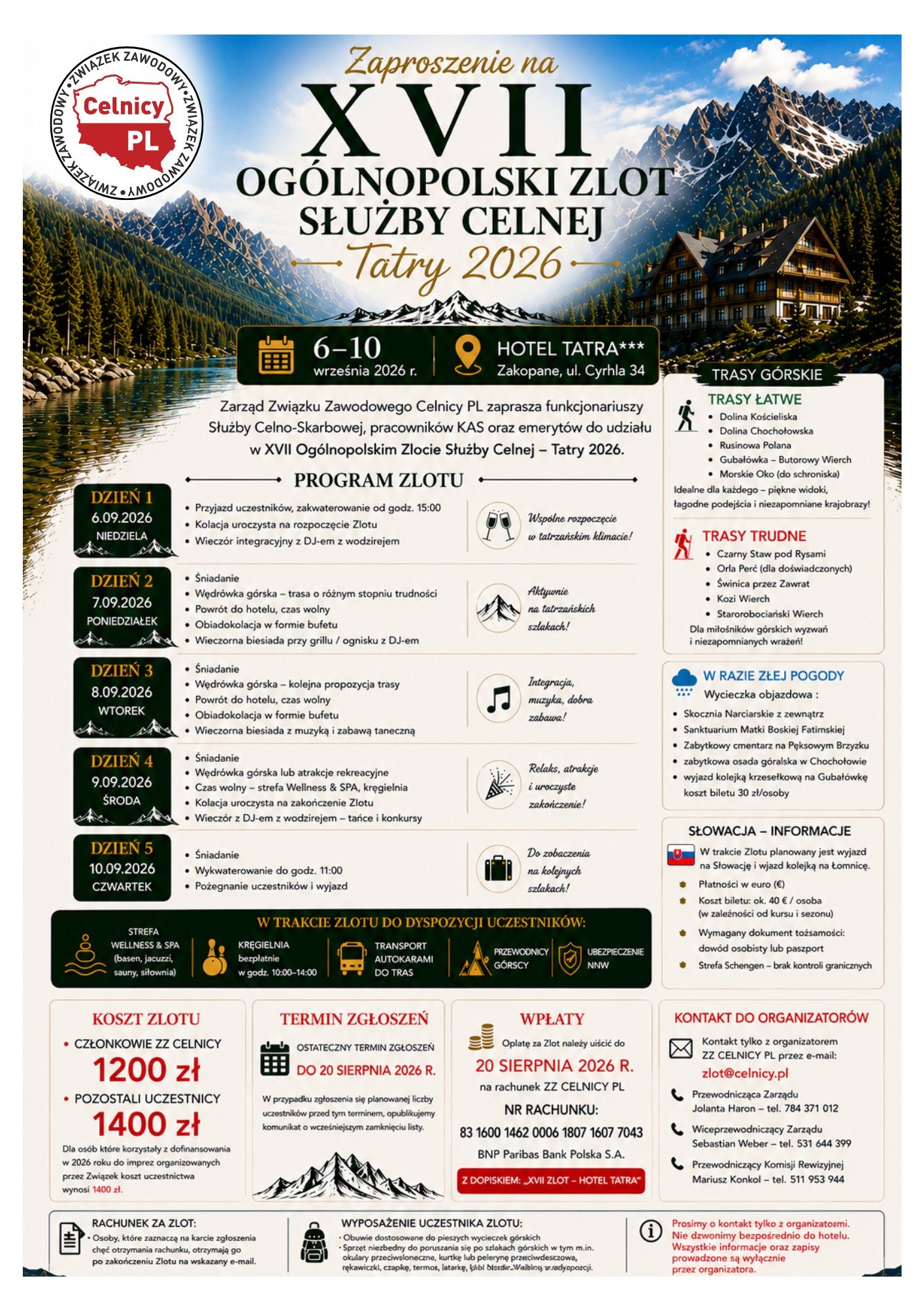 ZAPROSZENIE na XII Ogólnopolskie Zlot Służby Celnej 2026 - Hotel TATRA Zakopane .jpg